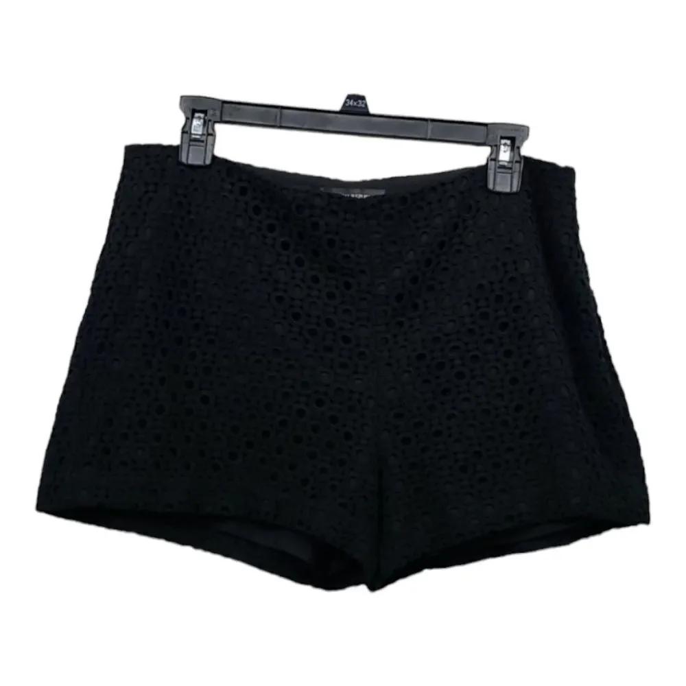 Banana Republic Black Crochet Eyelet Lace Shorts 12P Petite High Rise Lined Chic